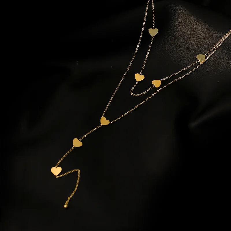 Steel Love Heart Long Necklace
