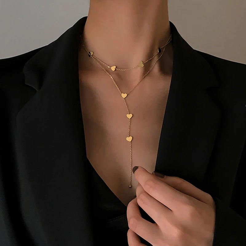 Steel Love Heart Long Necklace