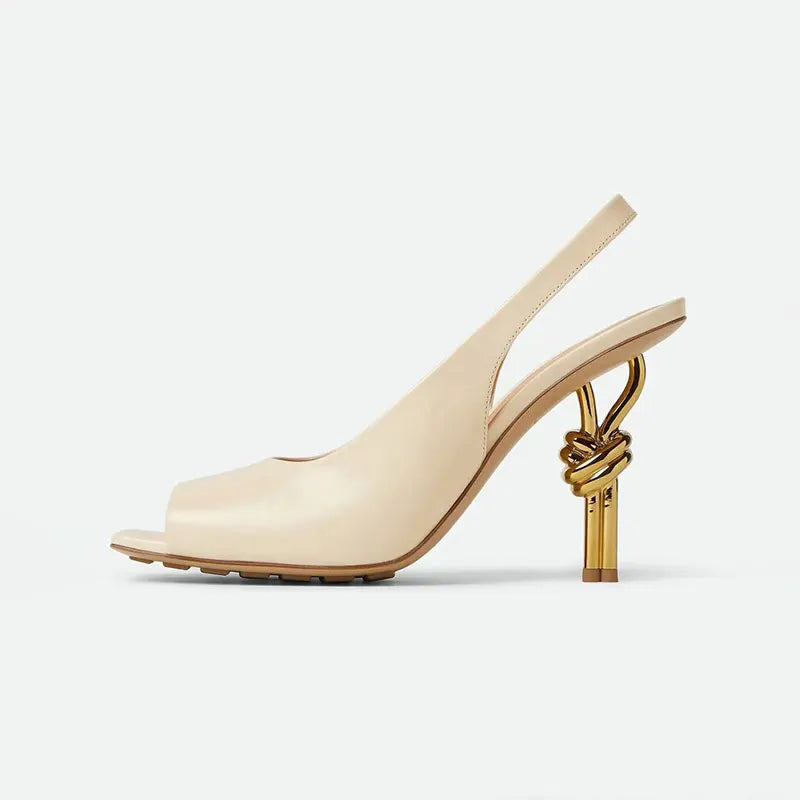 elegant open toe Sandel with knot on the heel