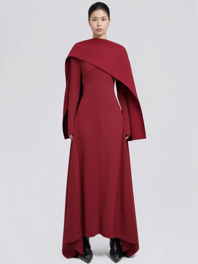 dark red long dress