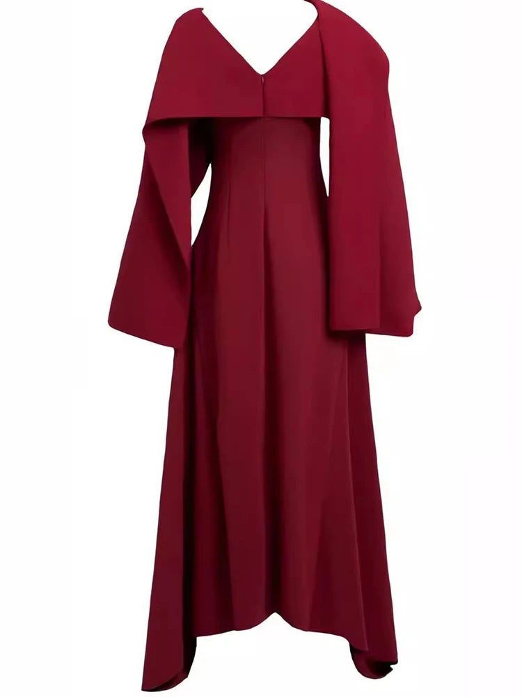 dark red long dress