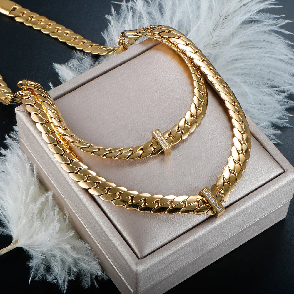 Zircon Stainless gold set