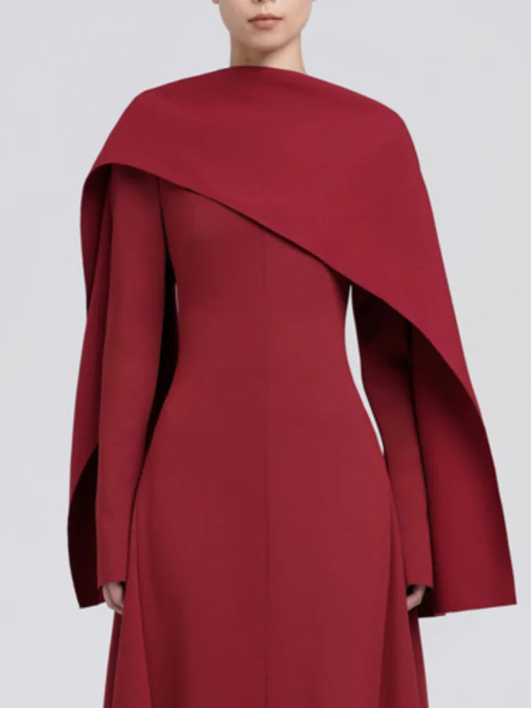 dark red long dress