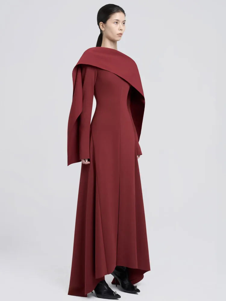dark red long dress