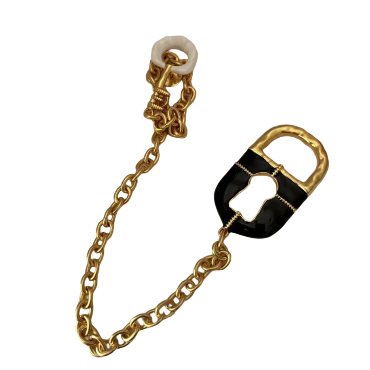 lock with chain brooch