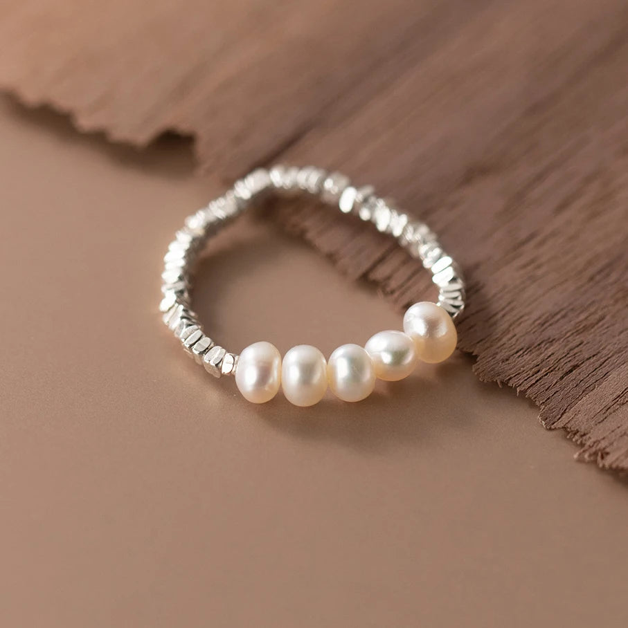 Sterling Silver Pearl Adjustable Ring