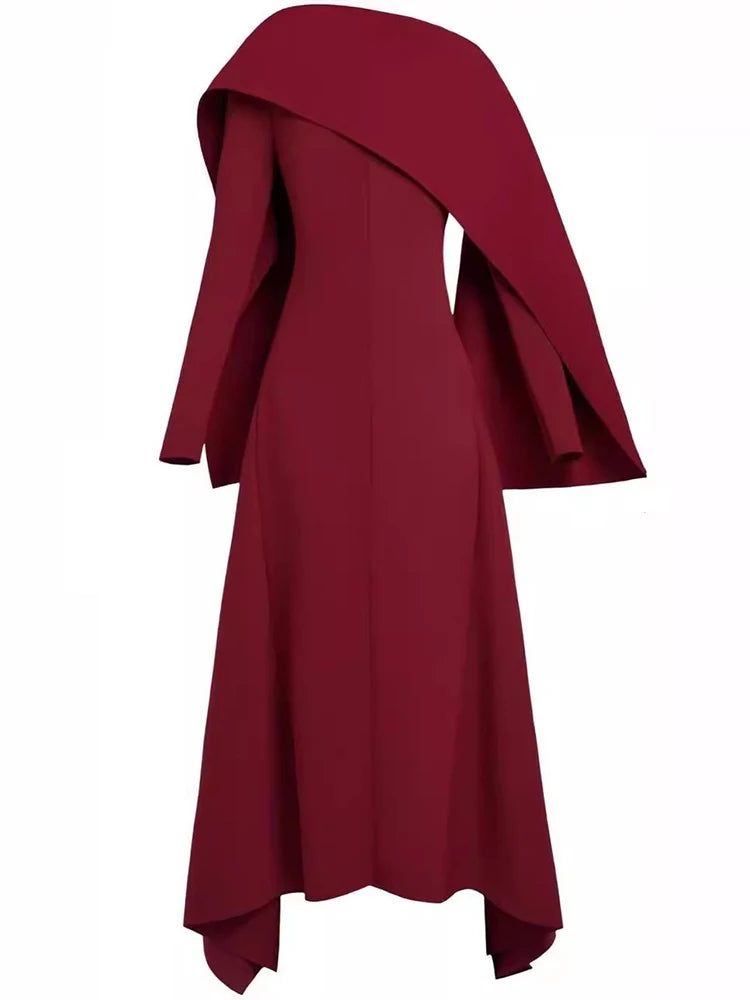 dark red long dress