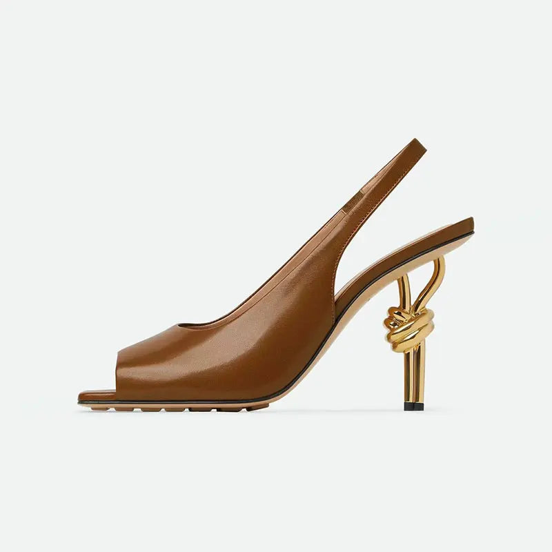 elegant open toe Sandel with knot on the heel