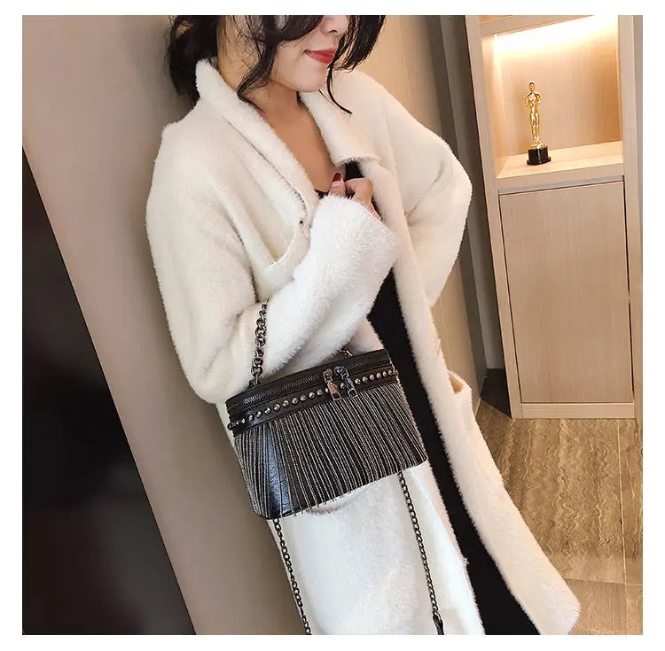 black Fringed bag