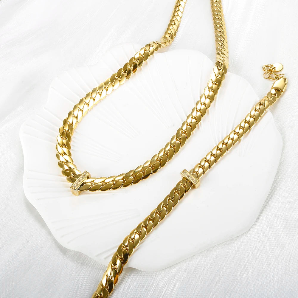 Zircon Stainless gold set