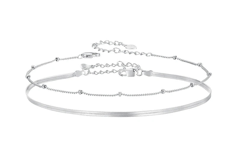 Silver Snake Chain Anklet Bracelet