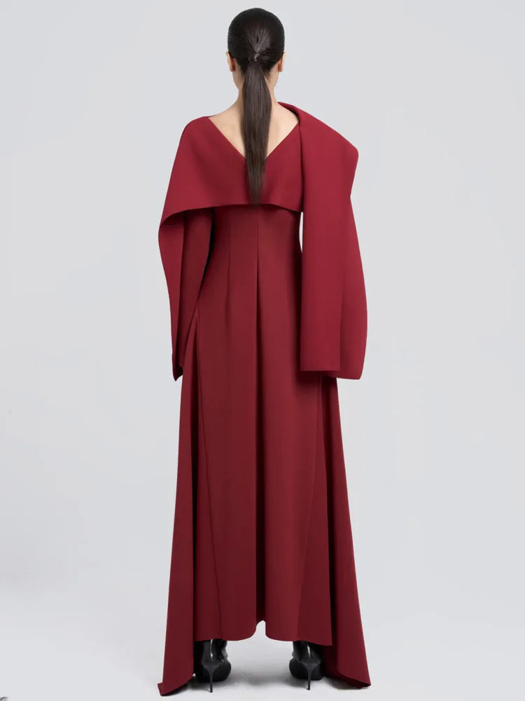 dark red long dress