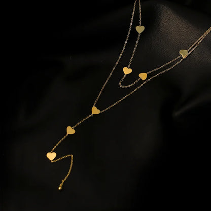 Steel Love Heart Long Necklace