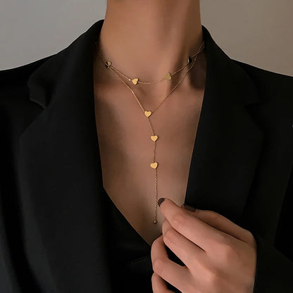 Steel Love Heart Long Necklace