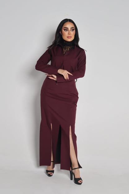 3 peace's burgundy set