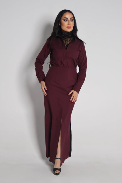 3 peace's burgundy set