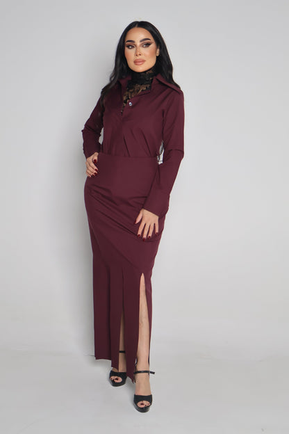 3 peace's burgundy set