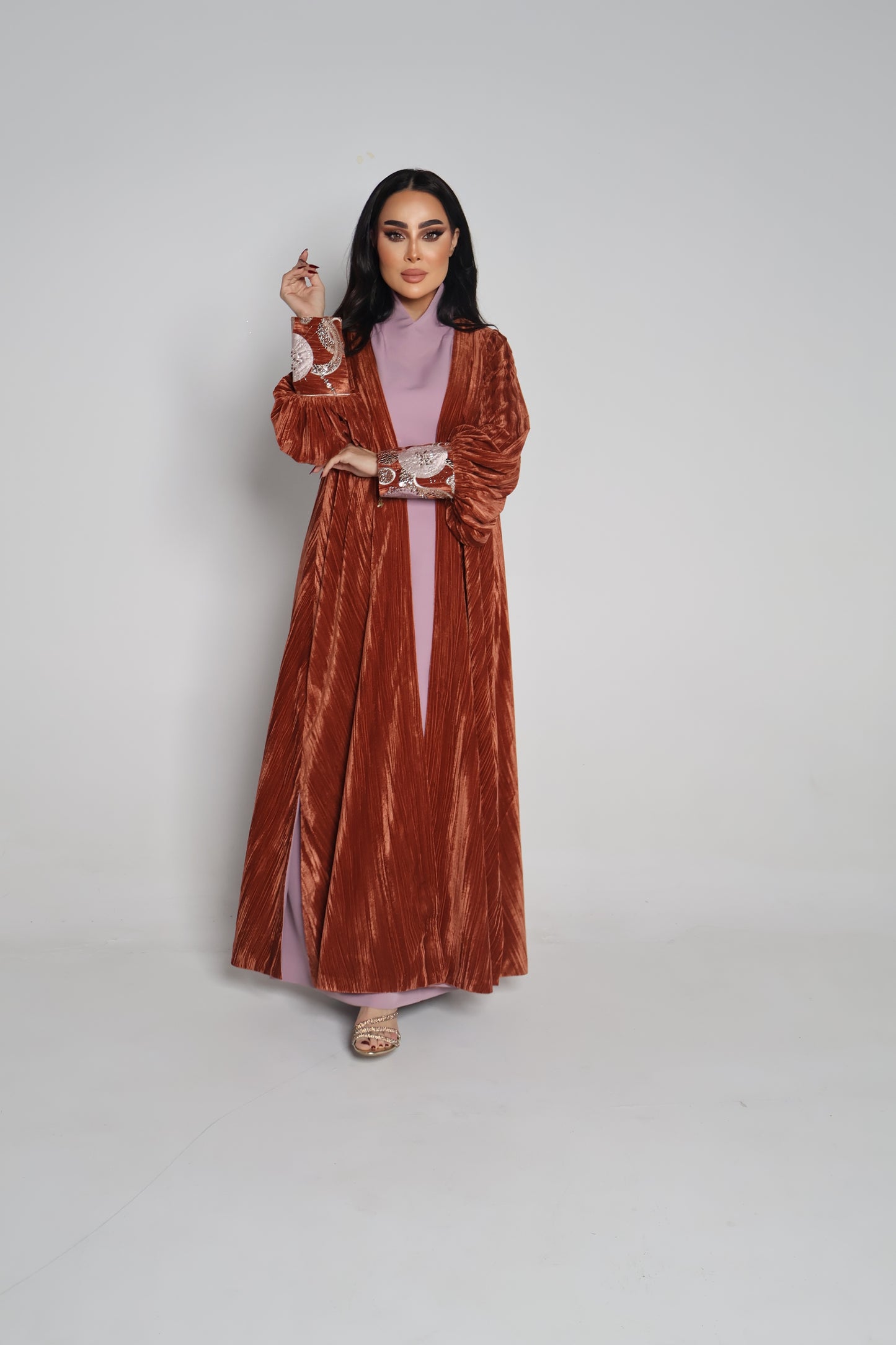velvet bisht & dress
