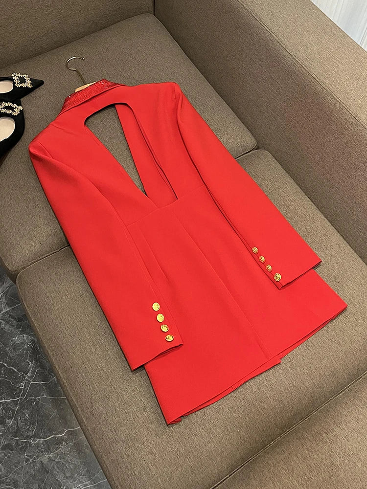 Blazer dress with opening back