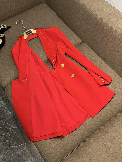 Blazer dress with opening back