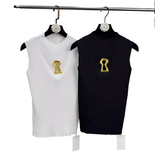 chic tank top with gold detail