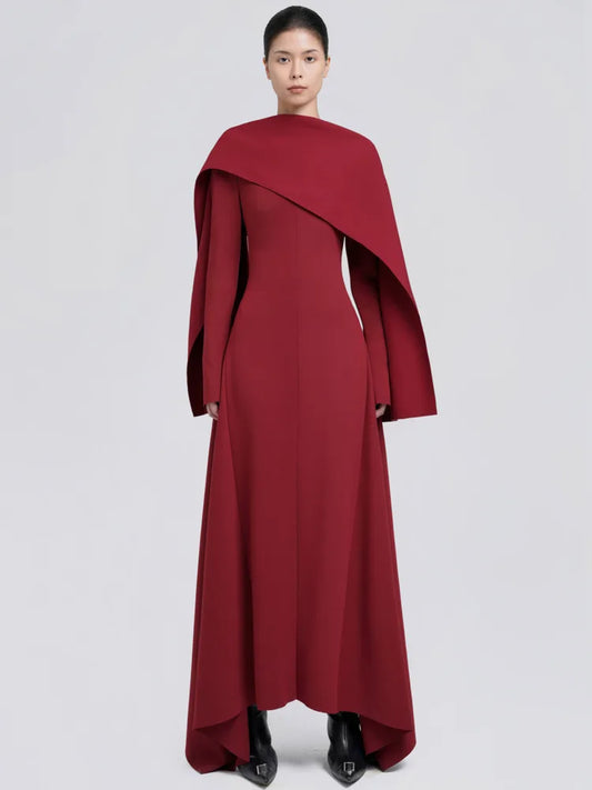 dark red long dress