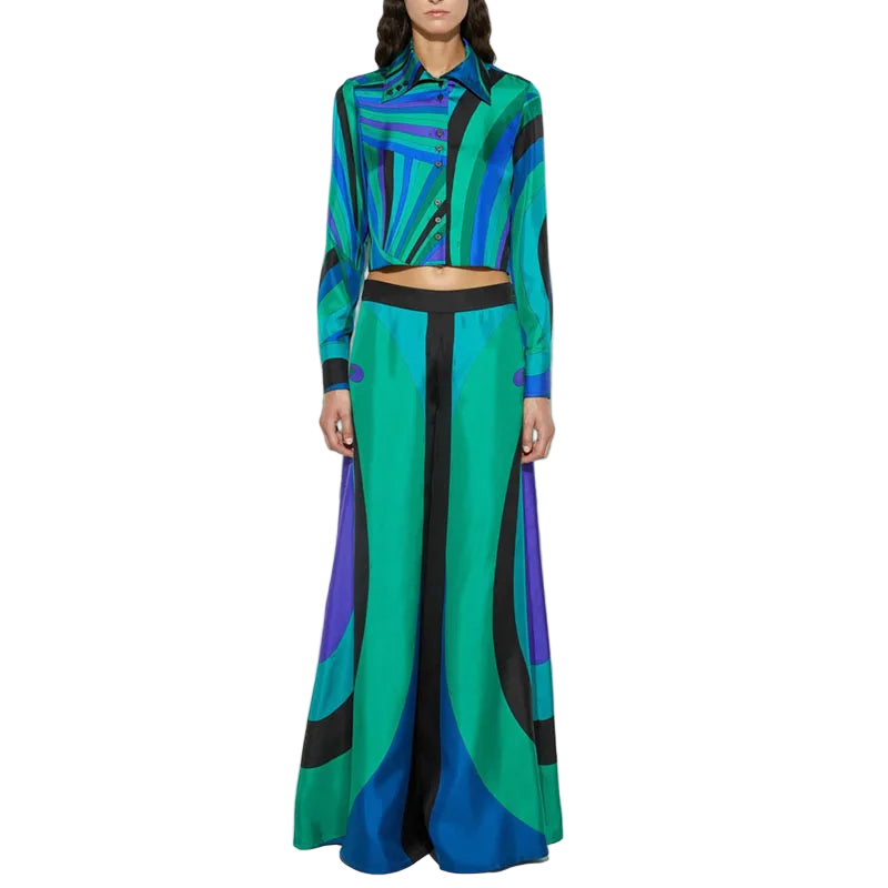 Satin Elegant Set ( wide pant & blouse )