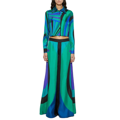 Satin Elegant Set ( wide pant & blouse )