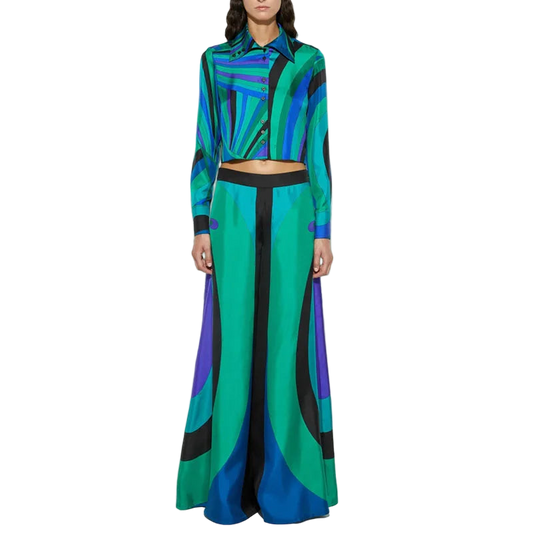 Satin Elegant Set ( wide pant & blouse )