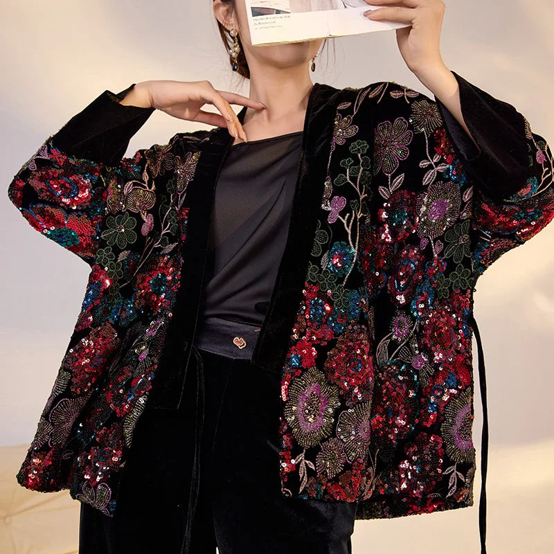 Embroidered velvet jacket