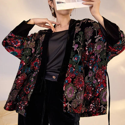 Embroidered velvet jacket