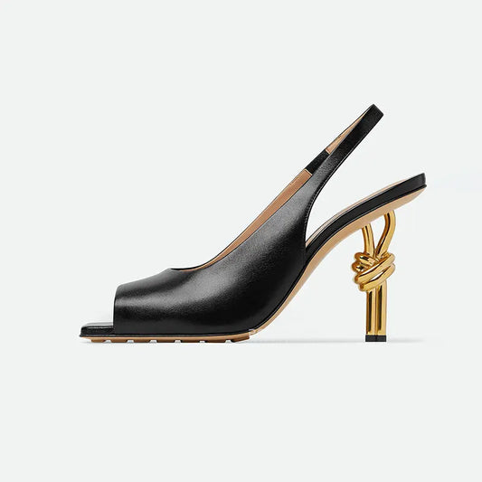 elegant open toe Sandel with knot on the heel