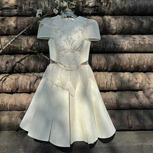 above the knee beige dress