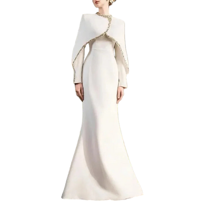 off white elegant cape dress
