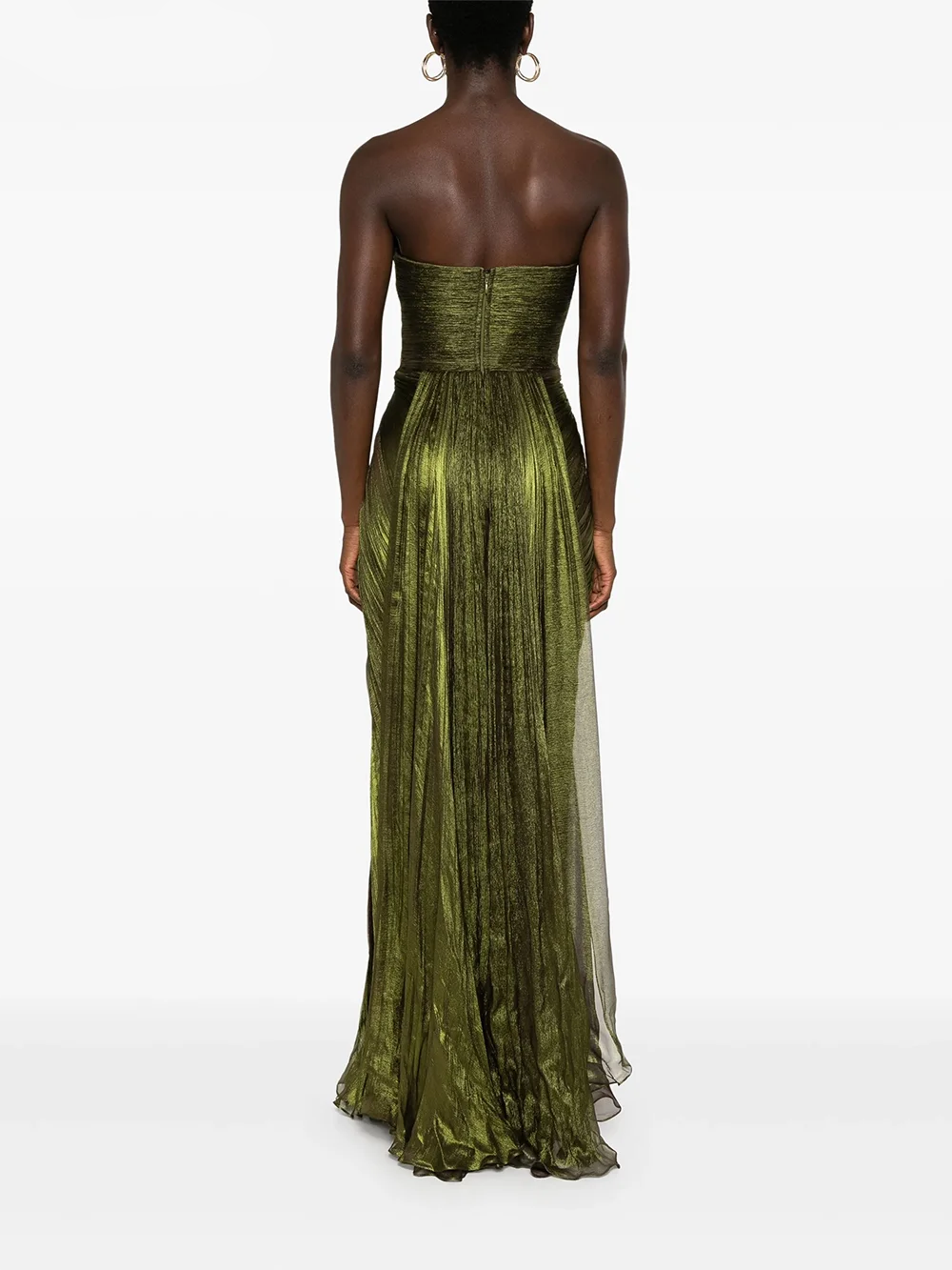 Shiny Green Chiffon Evening Dress