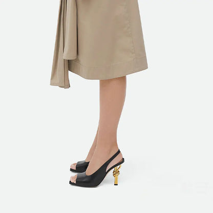 elegant open toe Sandel with knot on the heel