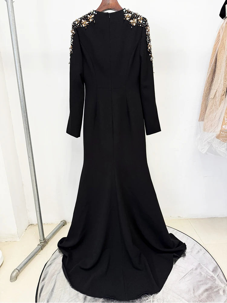 beaded shoulder Maxi Dress
