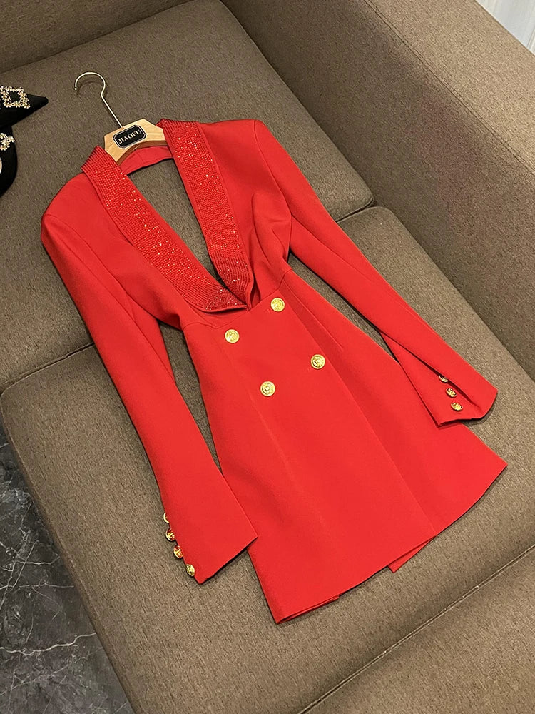 Blazer dress with opening back