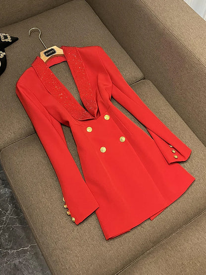 Blazer dress with opening back