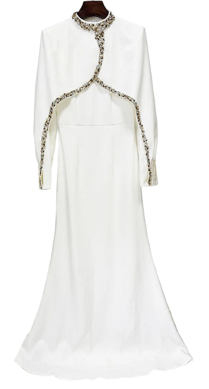 off white elegant cape dress
