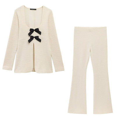 2 Piece Set Beige Texture