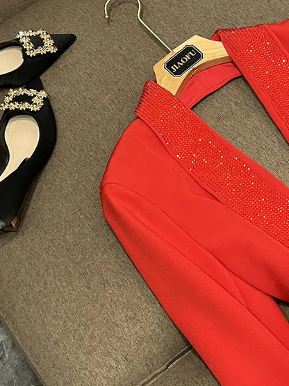 Blazer dress with opening back